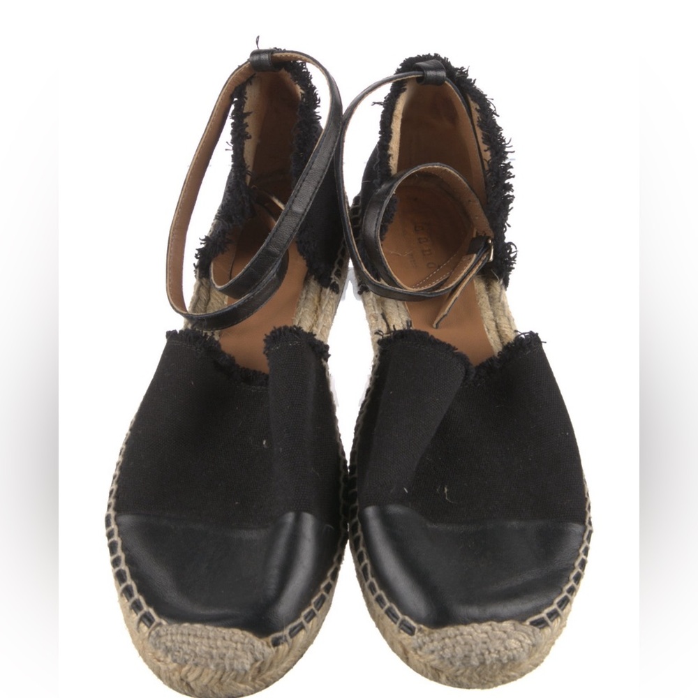 Sandro black canvas & leather espadrille size 9 FR 40